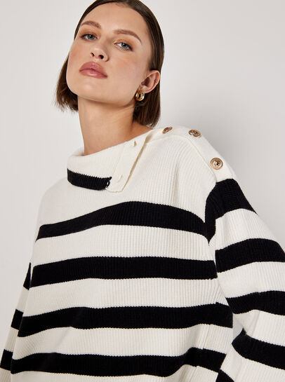 Button Detail Stripe Jumper