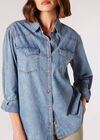 Oversized Cotton Denim Shirt, Blue, large