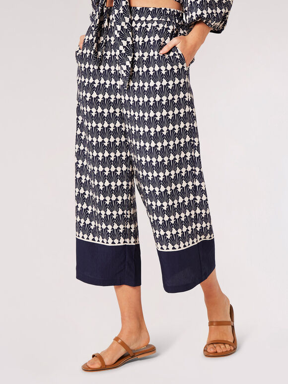 Geo Shell Culotte Trousers, Navy, large