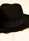 Wool Fedora Hat, Black, large