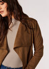 Cropped Suede Waterfall Jacket, Brown, large