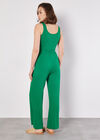 Sleeveless Ribbed Jersey Jumpsuit, Green, large