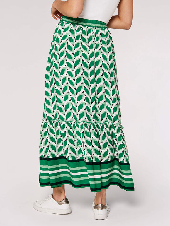 Geo Leaves Maxi Skirt, Green, large