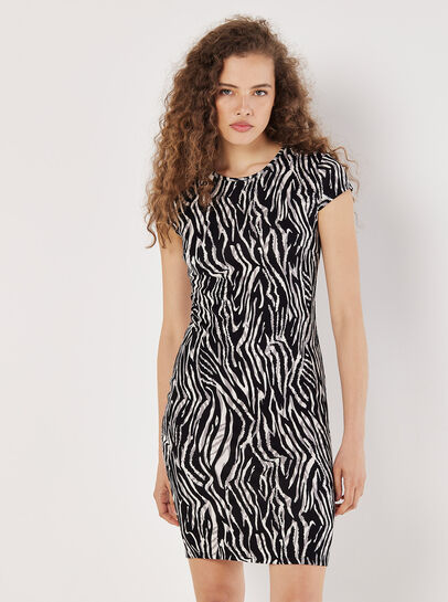 Abstract Stripe Fitted Mini Dress