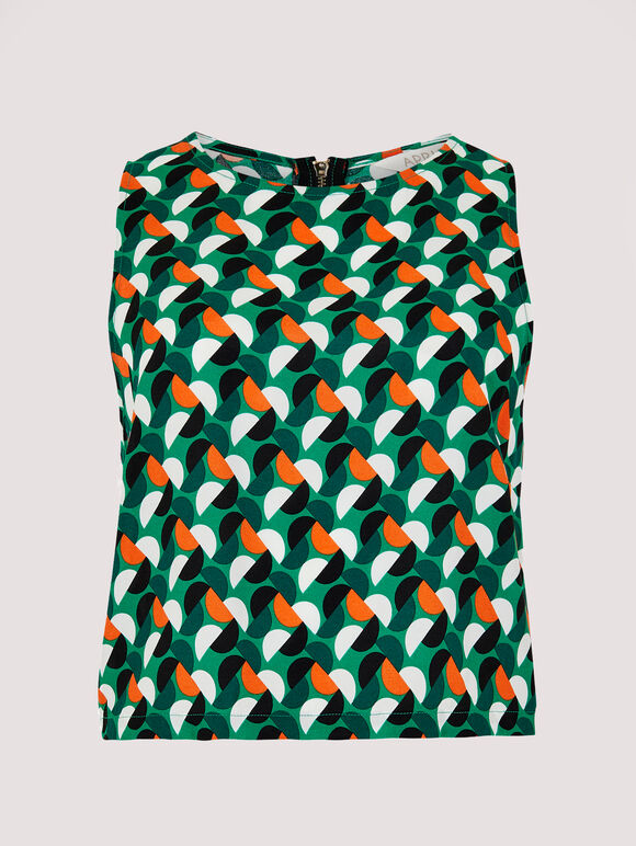 Geormetic Print Crop Top, Green, large