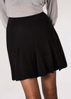 Knitted Pleat Mini Skirt, Black, large