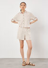 Rolled Hem Woven Shorts, Stone, large