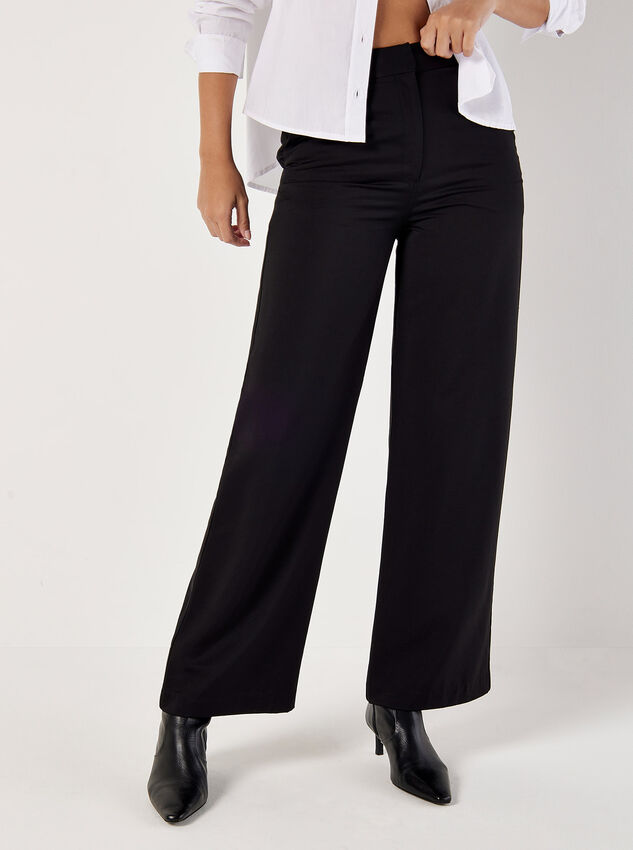 Tailored Straight-Leg Trousers, Black, large