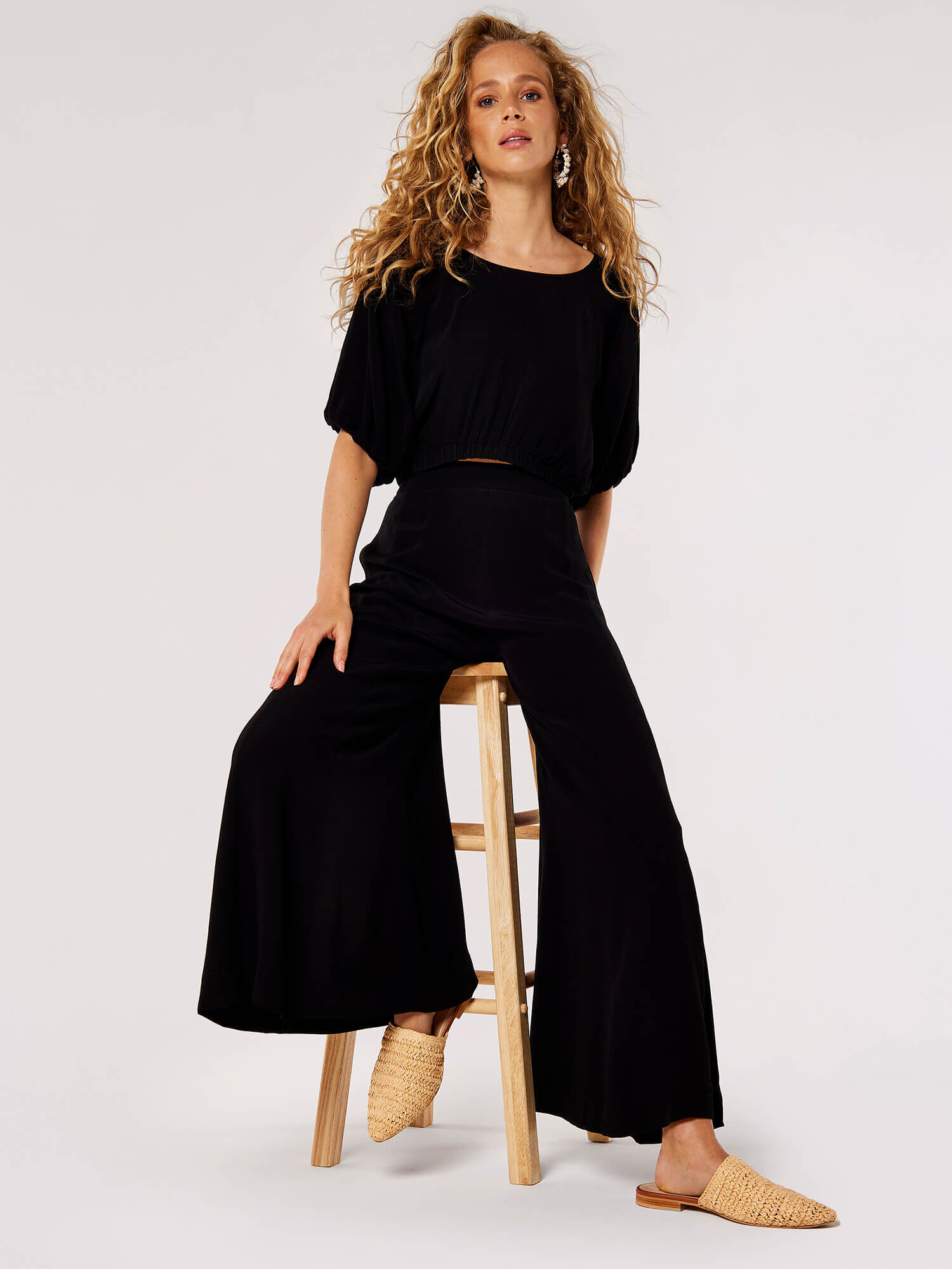 Buy United Colors of Benetton Black Mid Rise Wide Leg Trousers for Women  Online @ Tata CLiQ