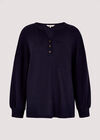 Waffle Boxy Jumper, Navy, large