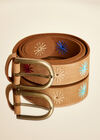 Embroidered Leather Belt
, Brown, large