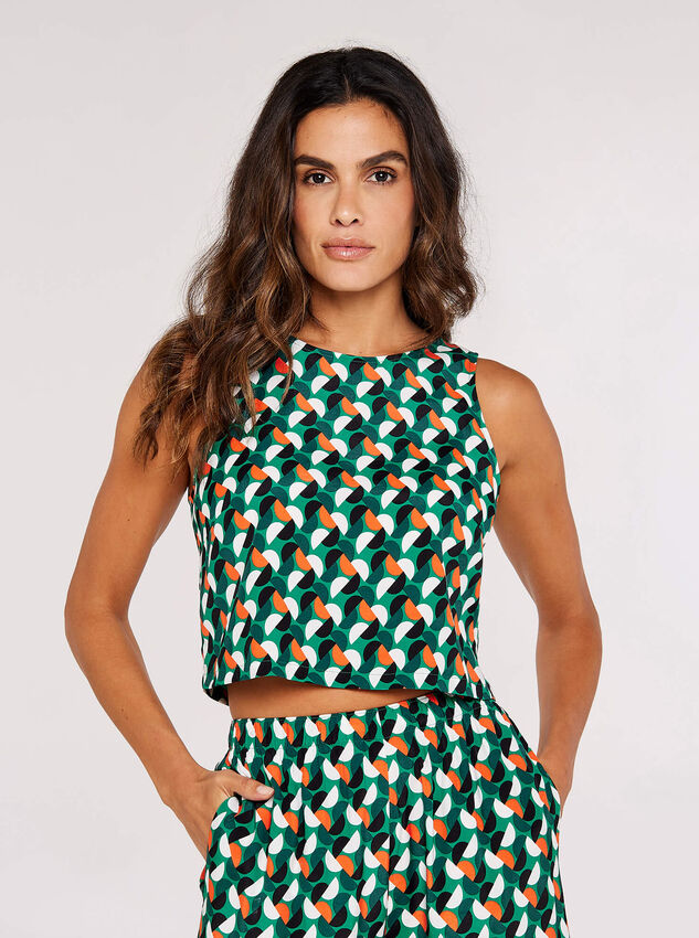 Geormetic Print Crop Top, Green, large