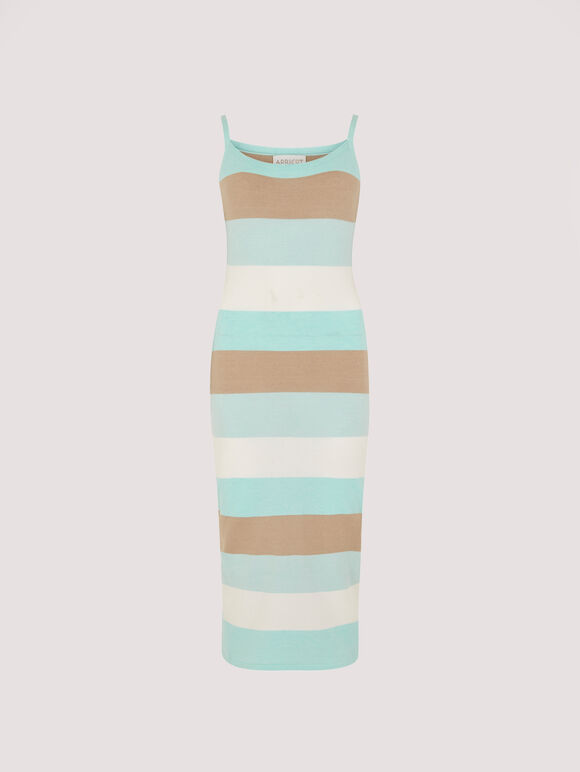 Striped Bodycon Midi Dress, Blue, large