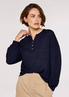 Waffle Boxy Jumper, Navy, large