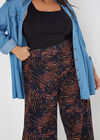 Curve Abstract Swirl Wide Leg Trousers, Navy, large