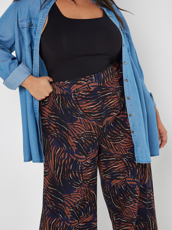 Curve Abstract Swirl Wide Leg Trousers, Navy, large