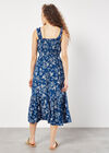 Floral Silhouette Smocked Midi Dress, Blue, large