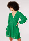 Chiffon Wrap Mini Dress, Green, large