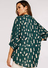 Geometric Print Oversized Blouse, Green, large