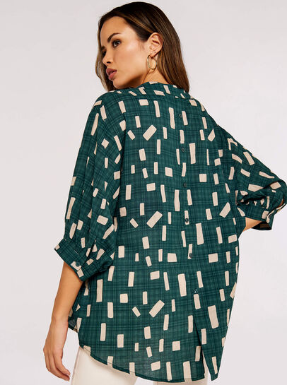 Geometric Print Oversized Blouse