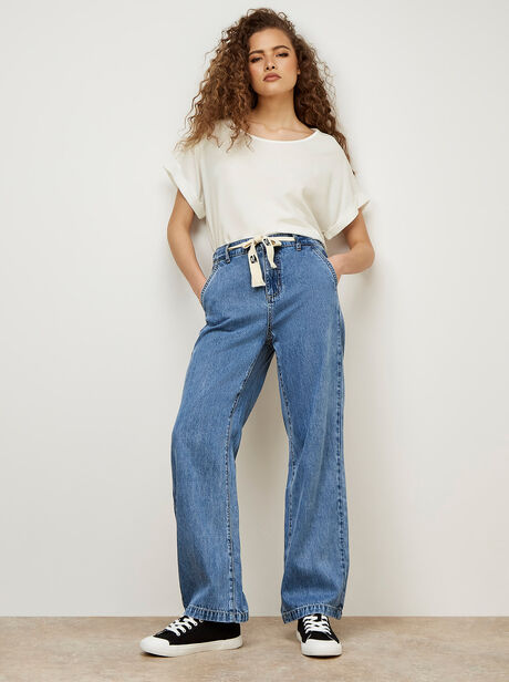 Eva Straight Leg Drawstring Jeans