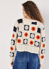 Patchwork Daisy Crochet Cardigan, Navy, large