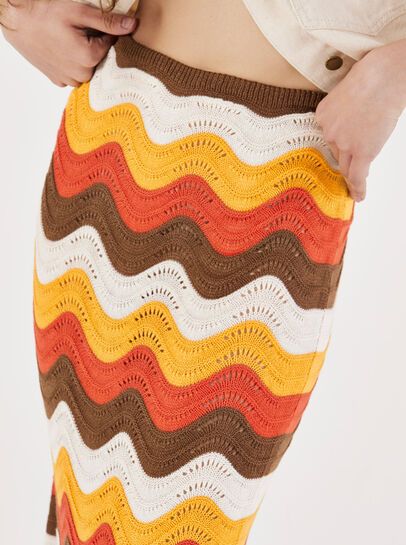 Colourful Waves Crochet Maxi Skirt