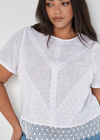 Lace Hem Top, White, large