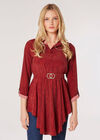 Swirl Spot Shirt Mini Dress, Burgundy, large