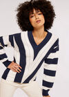 Chevron Pointelle Tunic Jumper, Navy, large