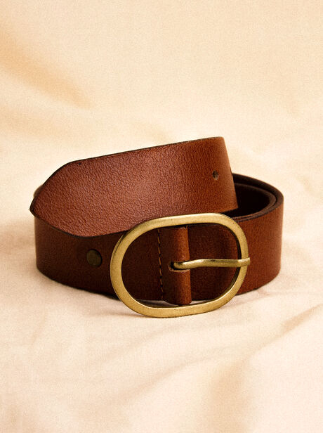 Leather Gold Buckle Belt