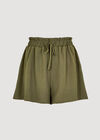 Textured Paperbag Shorts, Khaki, large