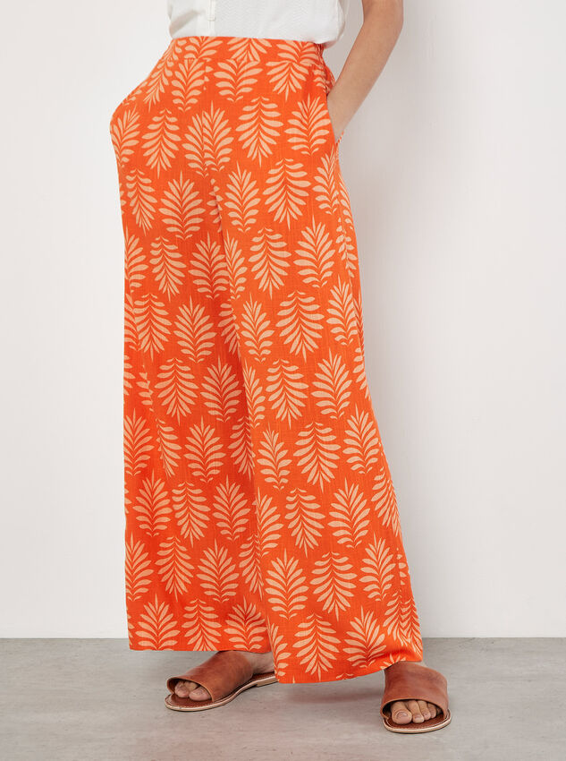 Geo Leaf Palazzo Trousers, Orange, large