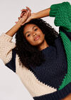 Colourblock Chunky Knit Jumper, Navy, large