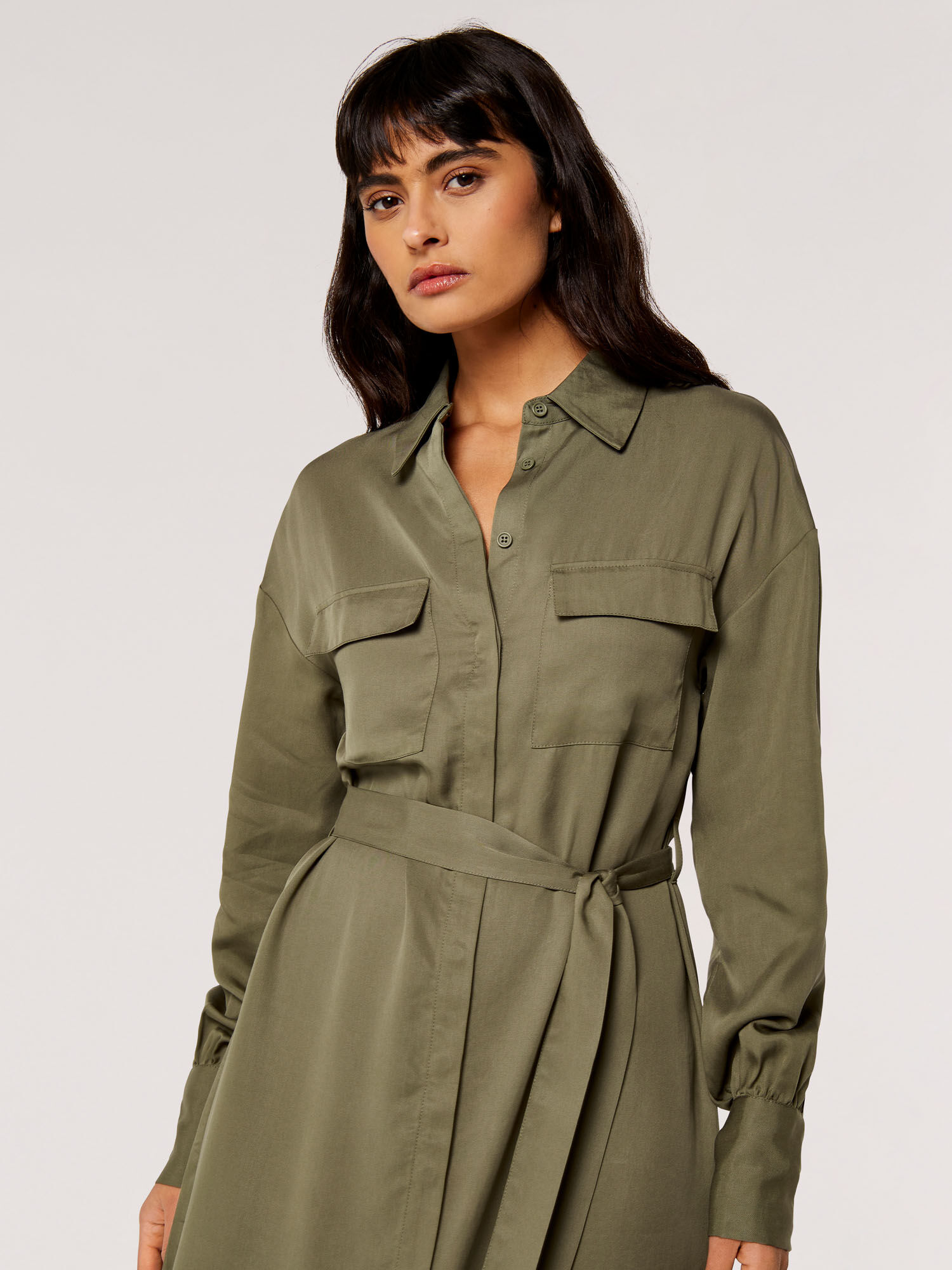 Utility Shirt Midi Dress | Apricot Clothing