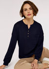 Waffle Boxy Jumper, Navy, large