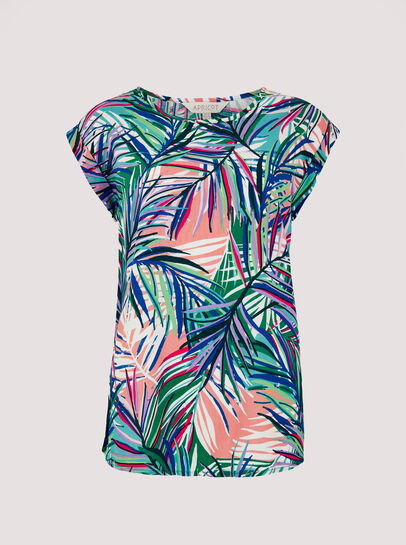 Tropical Palm Print Woven T-Shirt