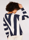 Chevron Pointelle Tunic Jumper, Navy, large