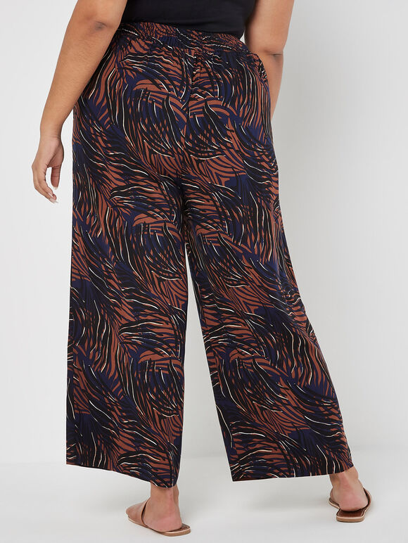 Curve Abstract Swirl Wide Leg Trousers, Navy, large