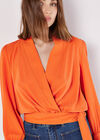 Soft Twill Wrap Top, Orange, large