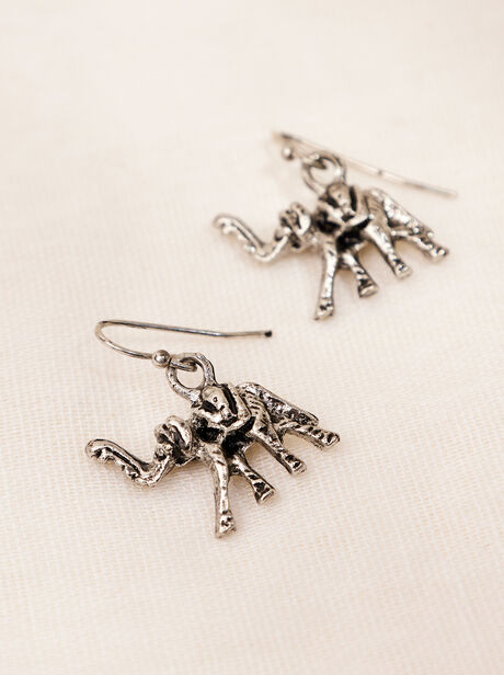 Silver Tone Elephant Hook Earrings