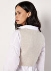 Cropped Waffle Knitted Vest Top, Stone, large