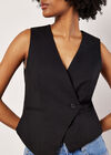 Tailored Asymmetric Waistcoat, Black, large