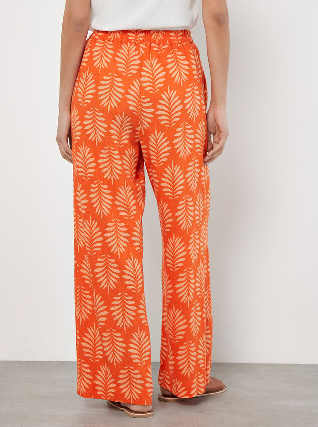 Geo Leaf Palazzo Trousers, Orange, large