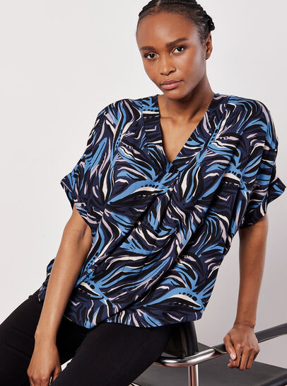 Abstract Print Pleat Blouse
