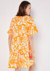 Floral Cotton Mini Dress, Orange, large