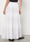 Cotton Crochet Lace Tiered Maxi Skirt, Cream, large