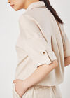 Woven Cropped Shirt, Stone, large