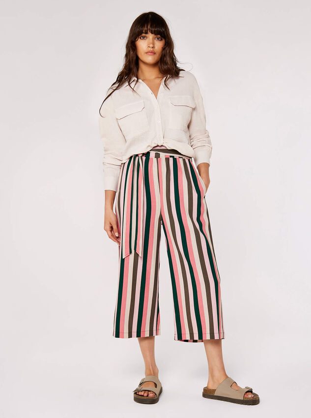 Vertical Stripe Culottes, Pink, large