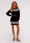 Metallic Chevron Jumper Mini Dress, Black, large